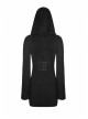 Gothic Witch Black Elastic Hooded Metal Belt Dress