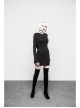 Gothic Witch Black Elastic Hooded Metal Belt Dress