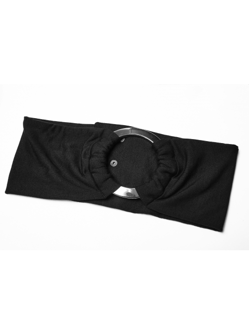 Gothic Witch Black Elastic Hooded Metal Belt Dress