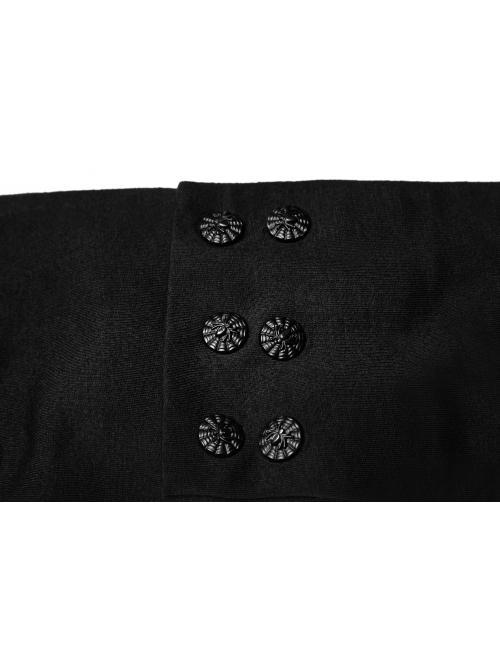 Gothic Witch Black Elastic Hooded Metal Belt Dress