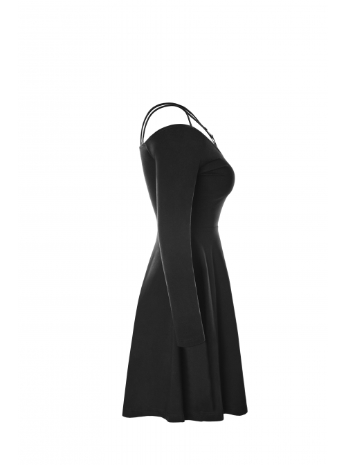 Gothic Female Black Elastic Strap Binding Close Fitting Dress - Magic  Wardrobes