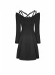 Gothic Female Black Elastic Strap Binding Close Fitting Dress