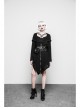Gothic Female Black Elastic Strap Binding Close Fitting Dress