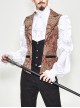 Golden Hand Sew Buttons Back Loop Fake Two Pieces Brown Gothic Jacquard Waistcoat