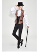 Golden Hand Sew Buttons Back Loop Fake Two Pieces Brown Gothic Jacquard Waistcoat