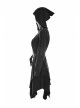 Gothic Female Black Hooded Irregular Hem Dress With Belt