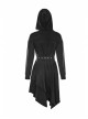 Gothic Female Black Hooded Irregular Hem Dress With Belt