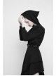 Gothic Female Black Hooded Irregular Hem Dress With Belt