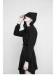 Gothic Female Black Hooded Irregular Hem Dress With Belt