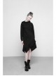 Gothic Female Black Hooded Irregular Hem Dress With Belt