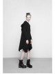 Gothic Female Black Hooded Irregular Hem Dress With Belt