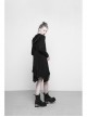 Gothic Female Black Hooded Irregular Hem Dress With Belt