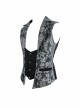 Golden Hand Sew Buttons Back Loop Fake Two Pieces Gray Gothic Jacquard Waistcoat