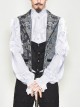 Golden Hand Sew Buttons Back Loop Fake Two Pieces Gray Gothic Jacquard Waistcoat