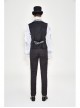 Golden Hand Sew Buttons Back Loop Fake Two Pieces Gray Gothic Jacquard Waistcoat
