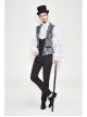 Golden Hand Sew Buttons Back Loop Fake Two Pieces Gray Gothic Jacquard Waistcoat