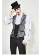 Golden Hand Sew Buttons Back Loop Fake Two Pieces Gray Gothic Jacquard Waistcoat