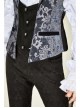 Golden Hand Sew Buttons Back Loop Fake Two Pieces Gray Gothic Jacquard Waistcoat