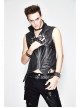 Black And Silver Axe-Shaped Loops Feather Leather Embroidered Lace-Up Punk Waistcoat