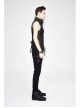 Black And Silver Axe-Shaped Loops Feather Leather Embroidered Lace-Up Punk Waistcoat