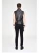 Black And Silver Axe-Shaped Loops Feather Leather Embroidered Lace-Up Punk Waistcoat
