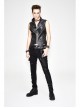 Black And Silver Axe-Shaped Loops Feather Leather Embroidered Lace-Up Punk Waistcoat