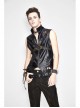 Black And Bronze Axe-Shaped Loops Feather Leather Embroidered Lace-Up Punk Waistcoat