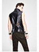 Black And Bronze Axe-Shaped Loops Feather Leather Embroidered Lace-Up Punk Waistcoat