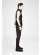 Black And Bronze Axe-Shaped Loops Feather Leather Embroidered Lace-Up Punk Waistcoat