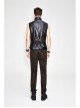 Black And Bronze Axe-Shaped Loops Feather Leather Embroidered Lace-Up Punk Waistcoat