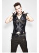 Black And Bronze Axe-Shaped Loops Feather Leather Embroidered Lace-Up Punk Waistcoat