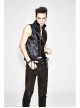 Black And Bronze Axe-Shaped Loops Feather Leather Embroidered Lace-Up Punk Waistcoat