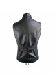 Black And Bronze Axe-Shaped Loops Feather Leather Embroidered Lace-Up Punk Waistcoat