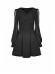 Gothic Female Black V Neck High Waist Lace Dress