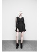 Gothic Female Black V Neck High Waist Lace Dress