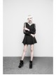 Gothic Female Black V Neck High Waist Lace Dress