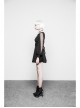 Gothic Female Black V Neck High Waist Lace Dress