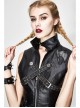 Black And Silver Axe-Shaped Loop Leather Embroidered Lace-Up Asymmetrical Hem Punk Waistcoat
