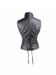 Black And Silver Axe-Shaped Loop Leather Embroidered Lace-Up Asymmetrical Hem Punk Waistcoat