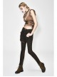 Bronze Hand-Rubbed Leather Low Collar Loop Side Lace-Up Frill Hem Brown Short Punk Waistcoat
