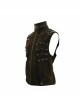 Brown Asymmetrical Bullet Belt 3D Pocket Leather Loop Rivet Back Lace-Up Punk Waistcoat