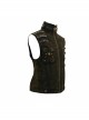 Brown Asymmetrical Bullet Belt 3D Pocket Leather Loop Rivet Back Lace-Up Punk Waistcoat