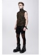Brown Asymmetrical Bullet Belt 3D Pocket Leather Loop Rivet Back Lace-Up Punk Waistcoat