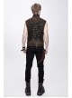 Brown Asymmetrical Bullet Belt 3D Pocket Leather Loop Rivet Back Lace-Up Punk Waistcoat