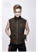 Brown Asymmetrical Bullet Belt 3D Pocket Leather Loop Rivet Back Lace-Up Punk Waistcoat