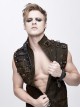 Brown Asymmetrical Bullet Belt 3D Pocket Leather Loop Rivet Back Lace-Up Punk Waistcoat