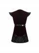 Velveteen Splice Jacquard Medium Waist Belt Metal Buckle Gray Gothic Length Waistcoat
