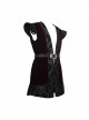Velveteen Splice Jacquard Medium Waist Belt Metal Buckle Gray Gothic Length Waistcoat