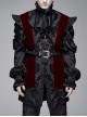 Velveteen Splice Jacquard Medium Waist Belt Metal Buckle Gray Gothic Length Waistcoat