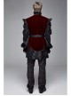 Velveteen Splice Jacquard Medium Waist Belt Metal Buckle Gray Gothic Length Waistcoat